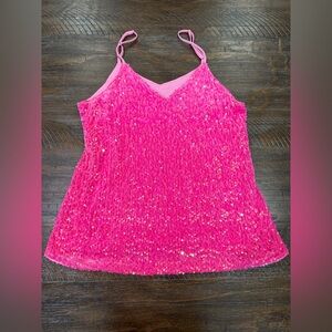 Pink Sequin Tank Top Size Large